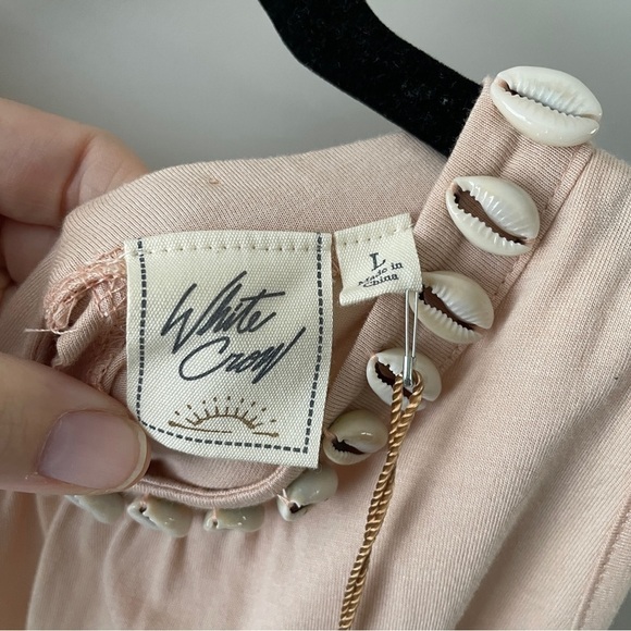 ANTHROPOLOGIE White Crow Sleeveless Sea Shell Trim Top Large - Picture 8 of 8